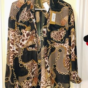 Chic Sheer Animal Print Blouse
